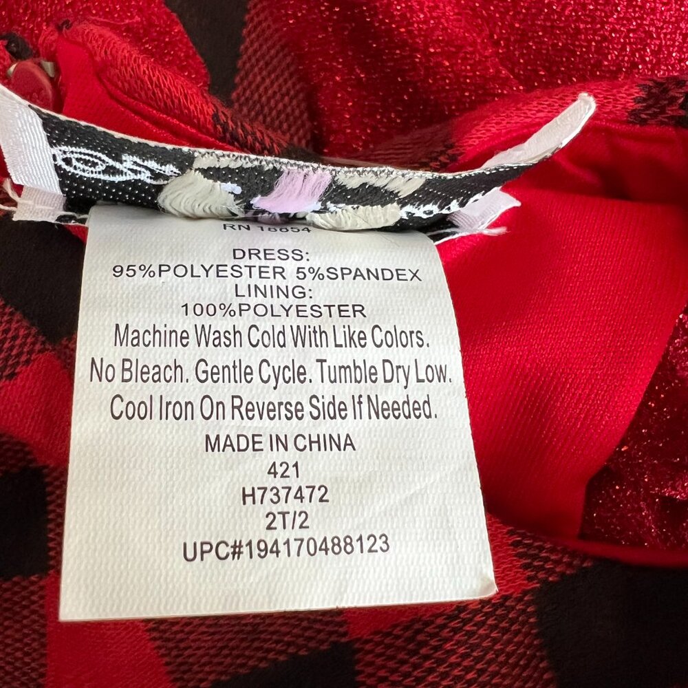 Rare Editions Little Girls Knit Coat with Buffalo Check Dress Set 2T - Picture 5 of 8